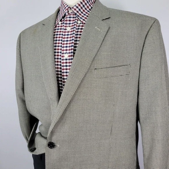 Michael‎ Kors Men's Sport Coat Blazer Two Button Houndstooth Poly Blend 48S